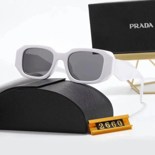 Prada White geometric square-frame sunglasses